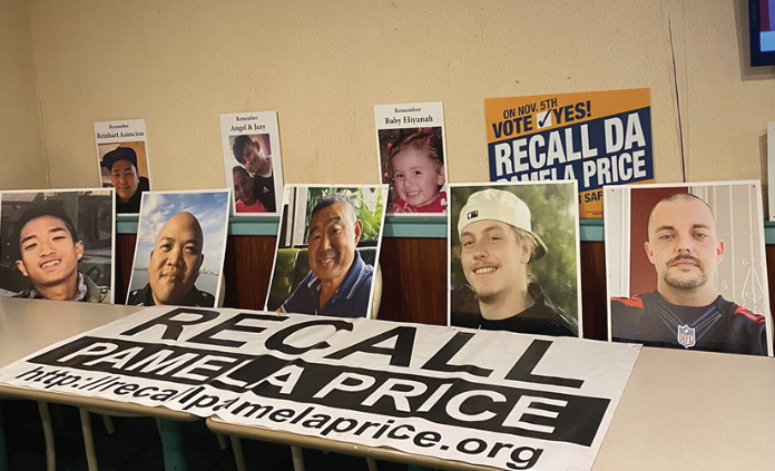 Victims’ families gathered in support of Price’s recall.