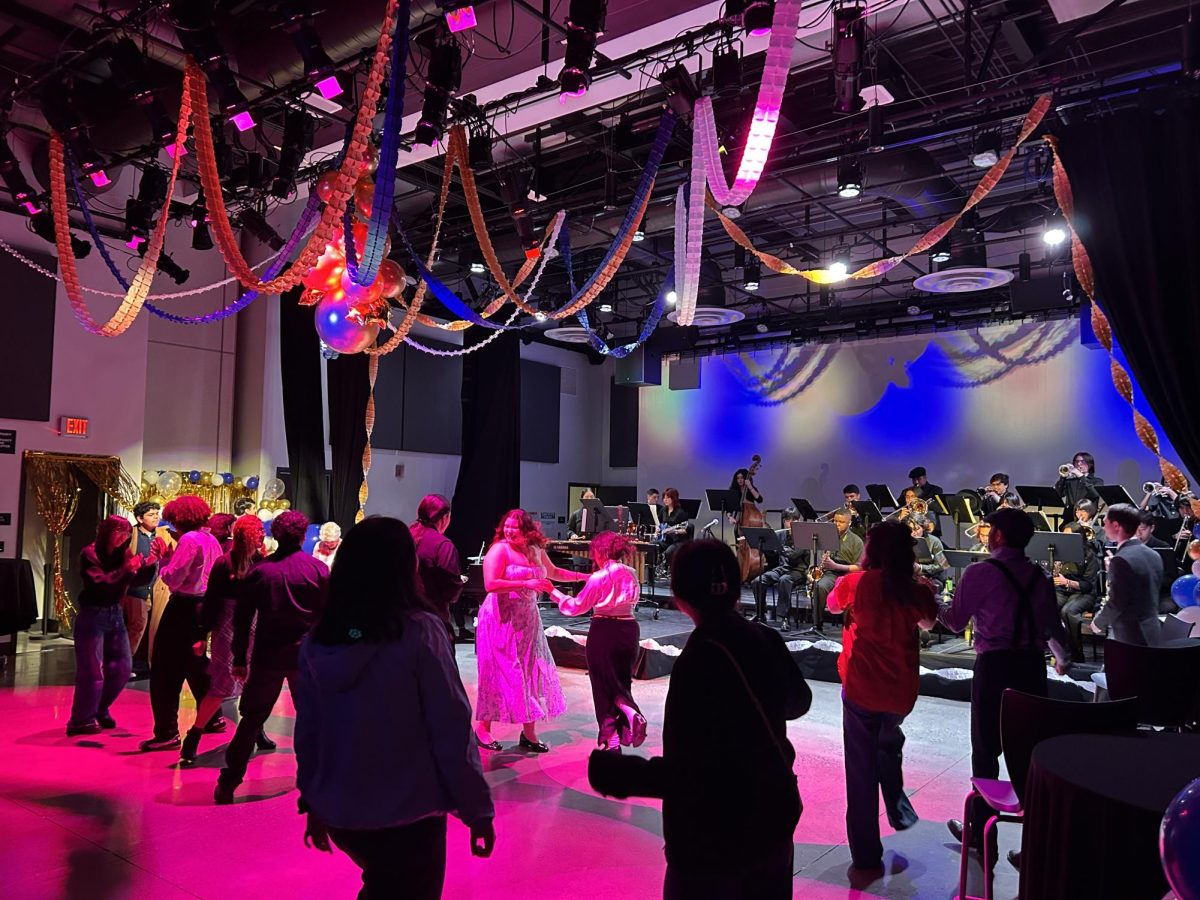 Concert attendees decorate the dance floor at Jazz Band’s Swing Dance Concert.